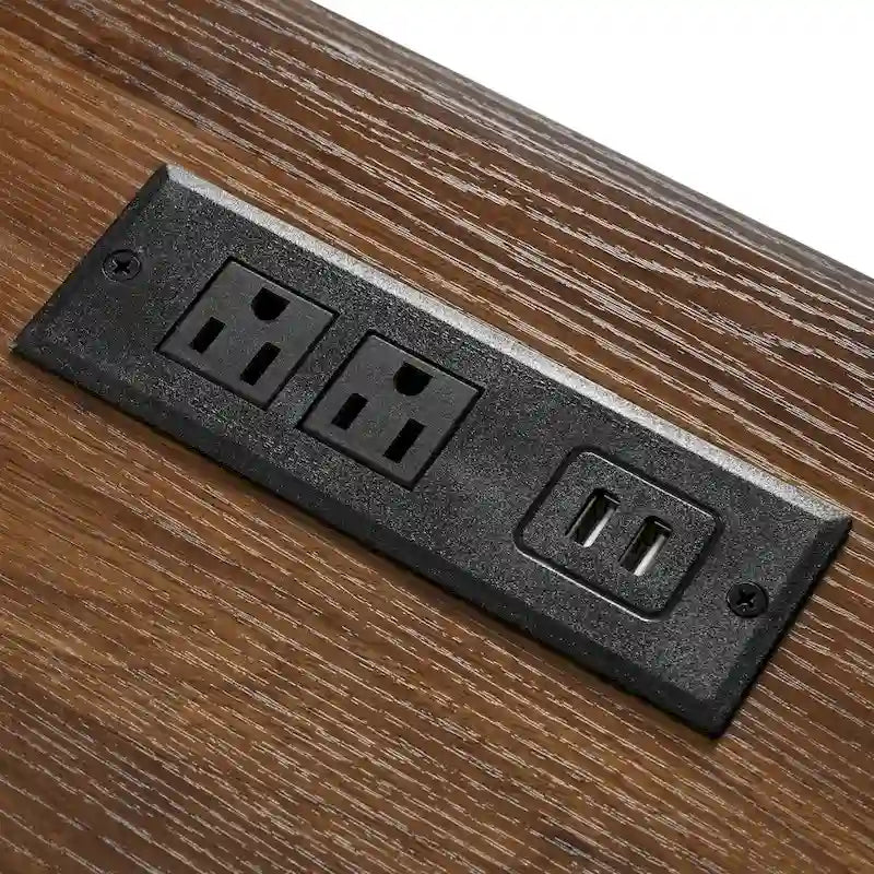 Îlot de cuisine de ferme avec prise de courant, îlot de rangement de cuisine avec 2 portes coulissantes de grange et abattant