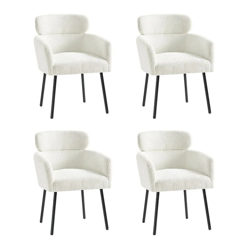 Chaises de salle à manger modernes en tissu rebondissant avec pieds réglables, quatre chaises par ensemble.