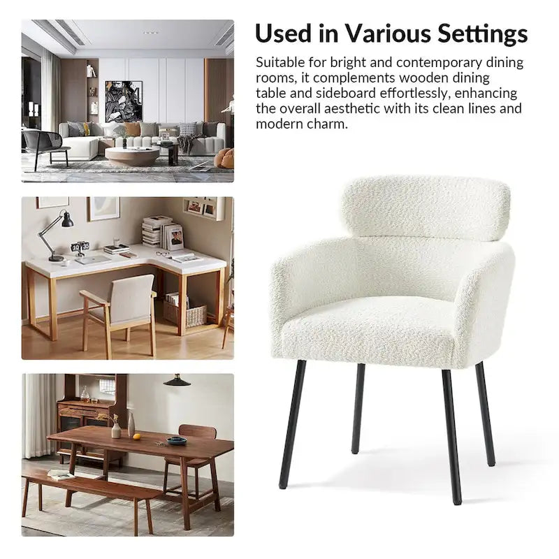 Chaises de salle à manger modernes en tissu rebondissant avec pieds réglables, quatre chaises par ensemble.