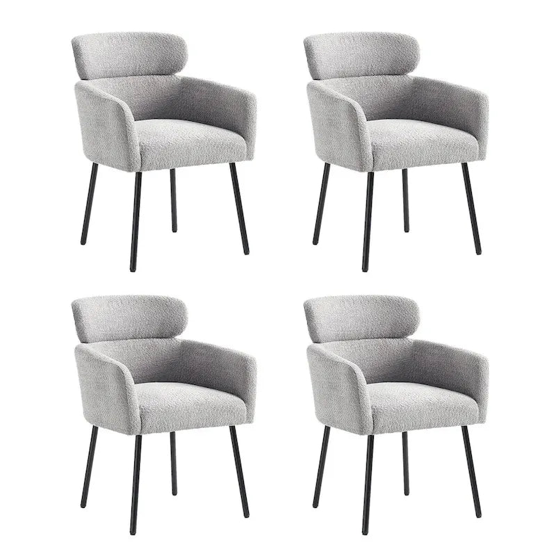 Chaises de salle à manger modernes en tissu rebondissant avec pieds réglables, quatre chaises par ensemble.