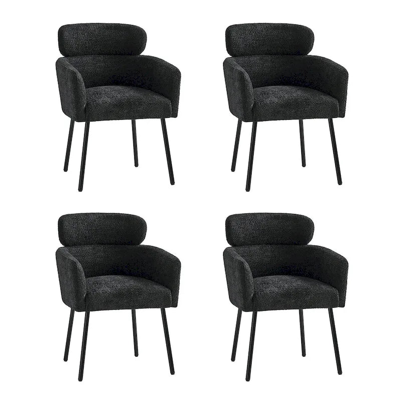 Chaises de salle à manger modernes en tissu rebondissant avec pieds réglables, quatre chaises par ensemble.
