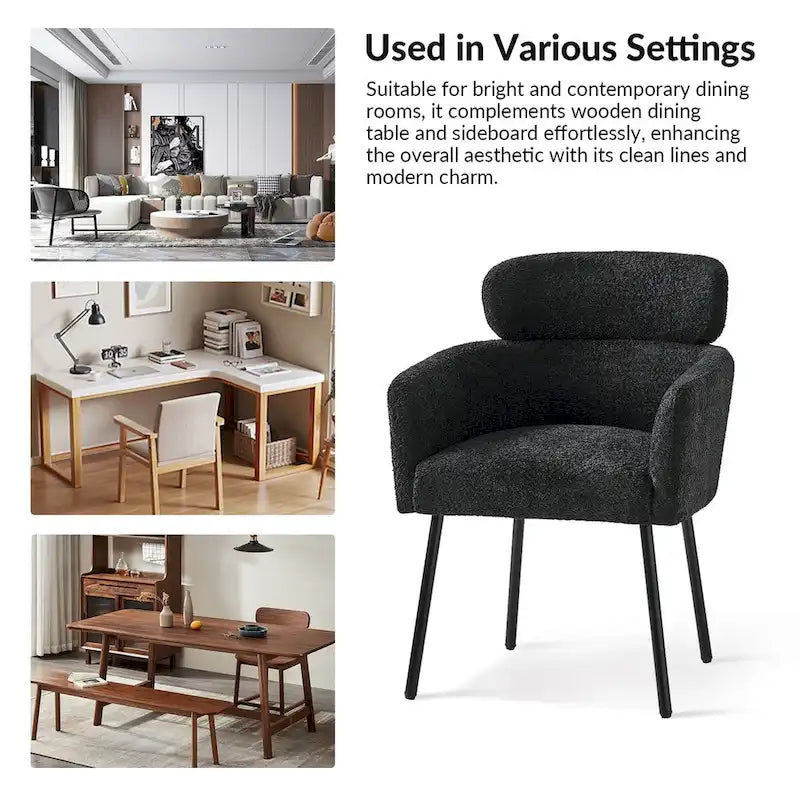 Chaises de salle à manger modernes en tissu rebondissant avec pieds réglables, quatre chaises par ensemble.