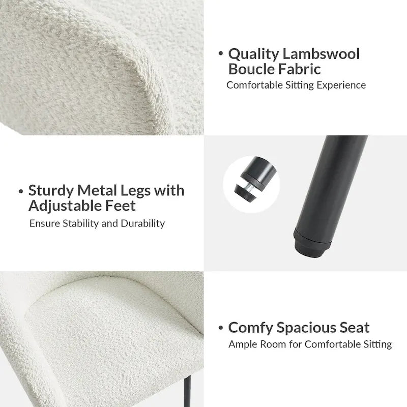 Chaises de salle à manger modernes en tissu rebondissant avec pieds réglables, quatre chaises par ensemble.