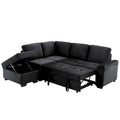 Canapé d'angle convertible en velours avec pouf de rangement et port USB