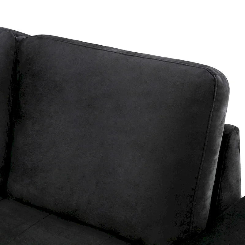 Canapé d'angle convertible en velours avec pouf de rangement et port USB