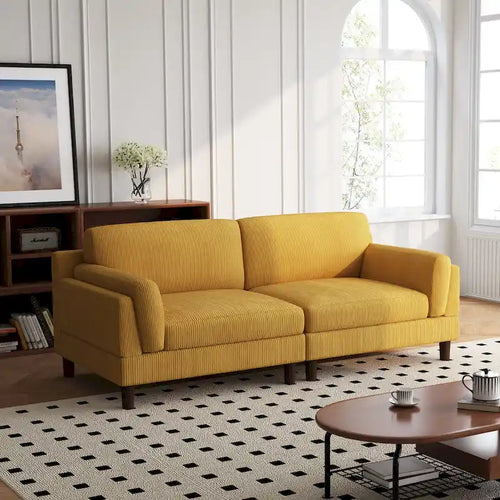 90 Oversized Corduroy Living Room Sofa With Reversible Cushions