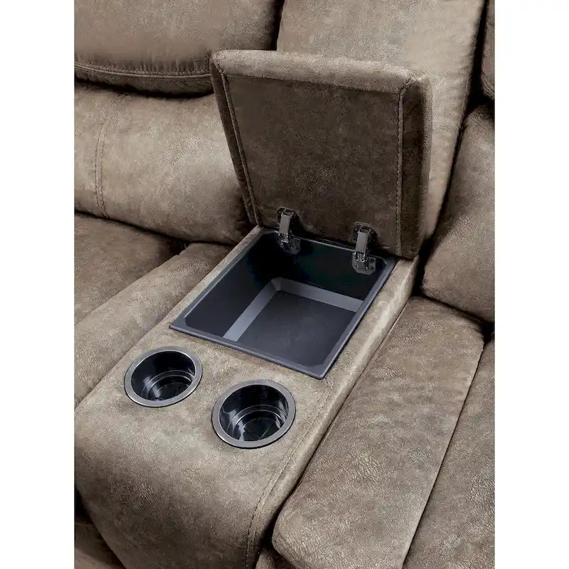 Canapé inclinable manuel à double planeur de 79 pouces avec console, microfibre marron
