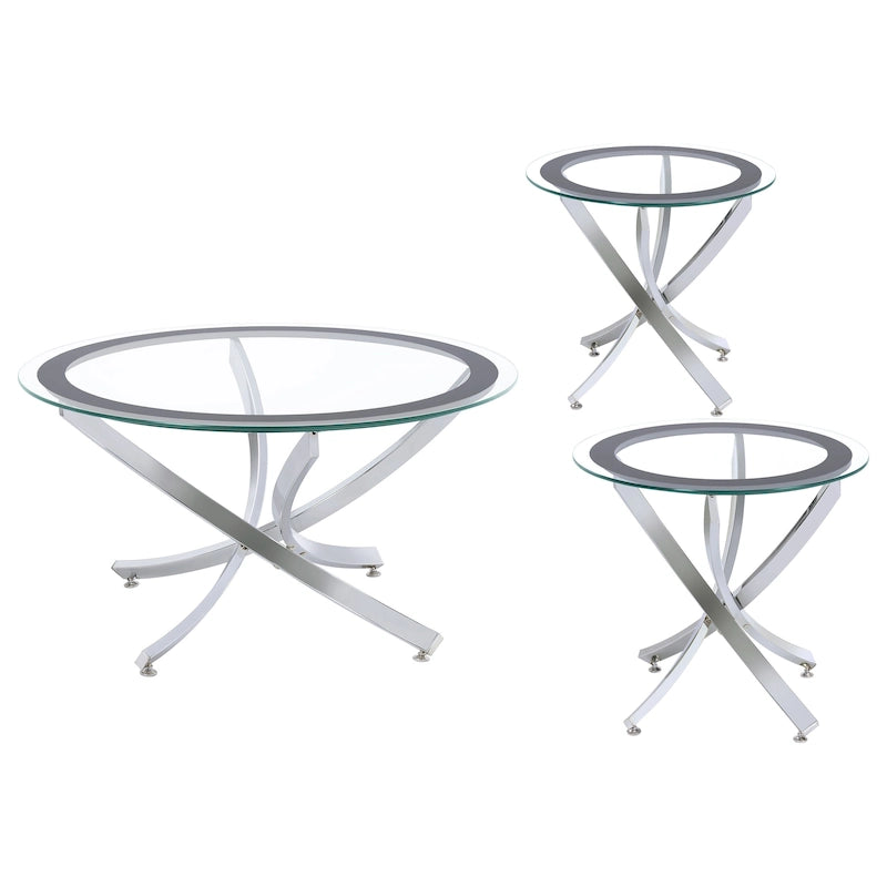 Table basse à plateau rond en verre