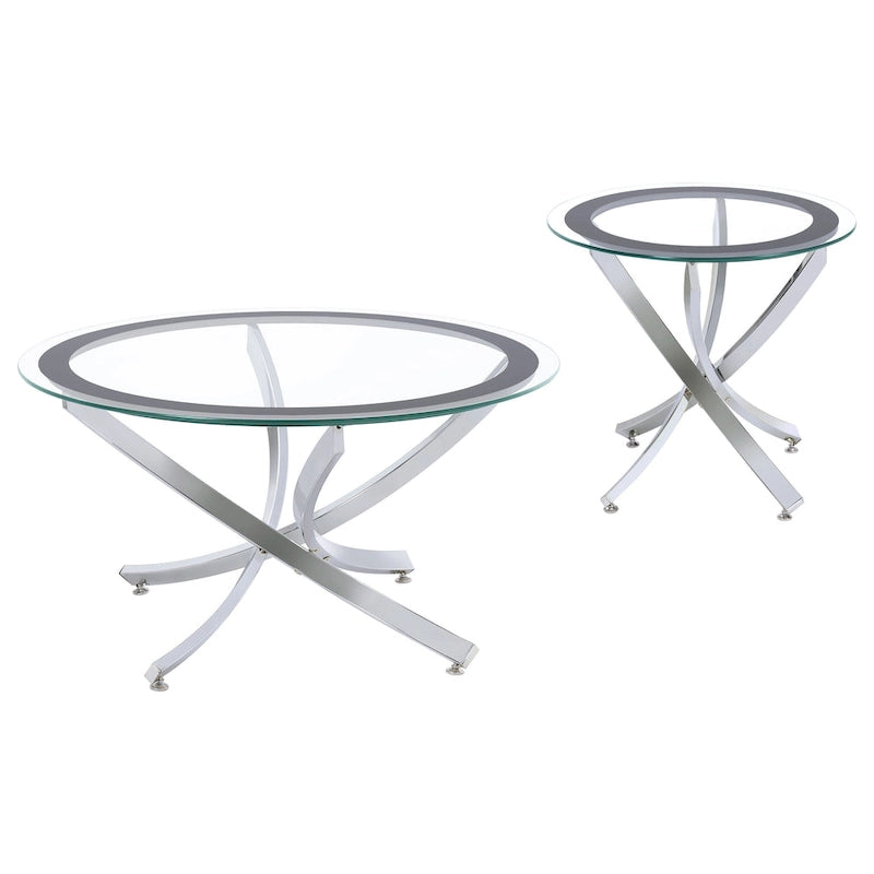 Table basse à plateau rond en verre