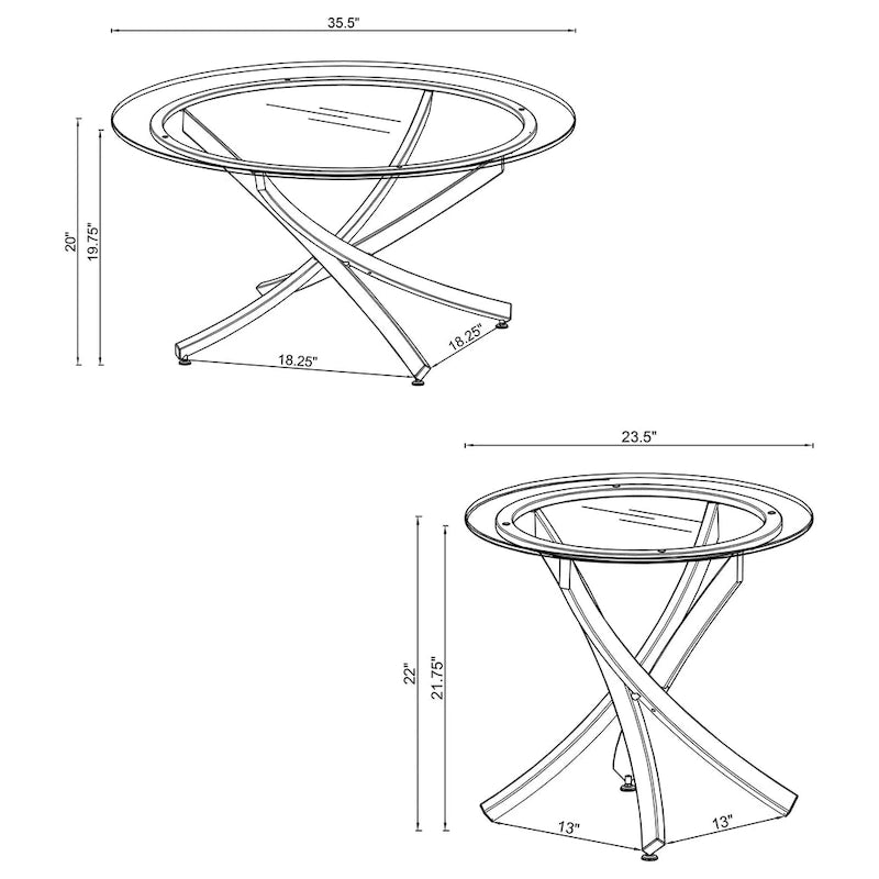 Table basse à plateau rond en verre