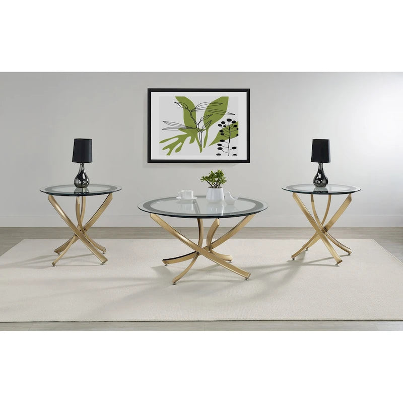 Table basse à plateau rond en verre