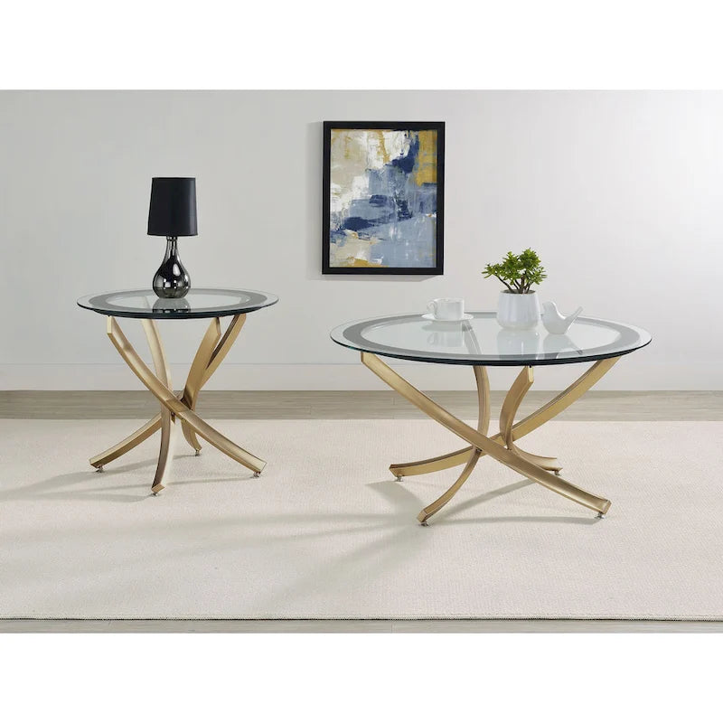 Table basse à plateau rond en verre