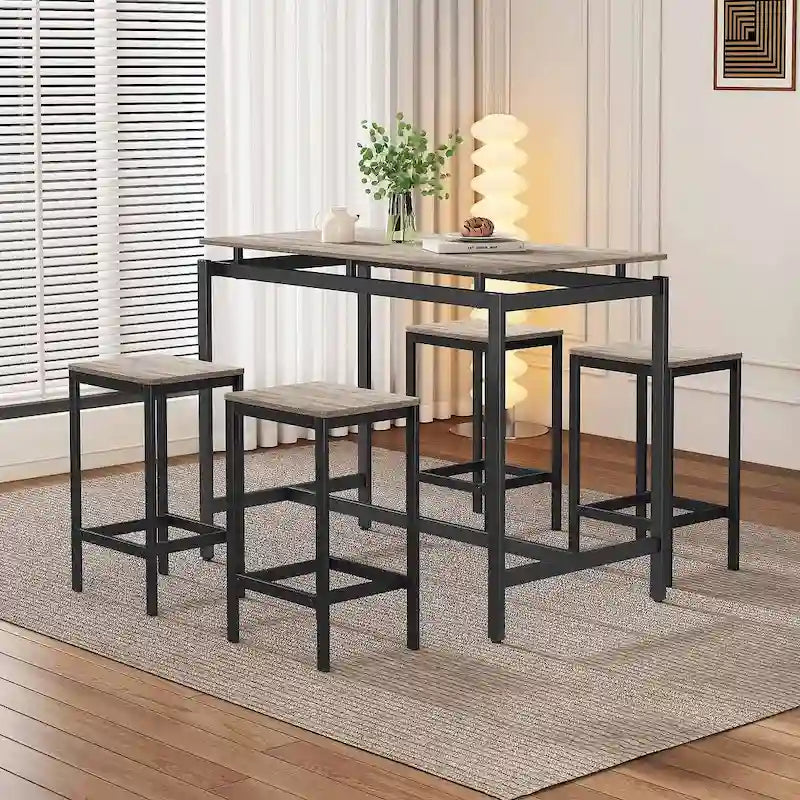 Ensemble table de bar et tabourets compacts 5 pièces moderne