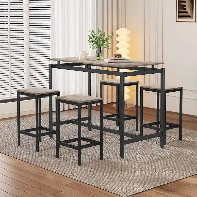 Ensemble table de bar et tabourets compacts 5 pièces moderne