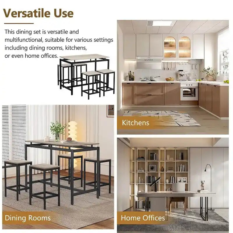Ensemble table de bar et tabourets compacts 5 pièces moderne