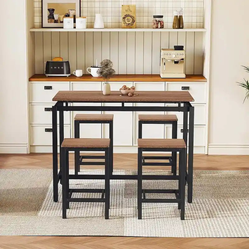 Ensemble table de bar et tabourets compacts 5 pièces moderne