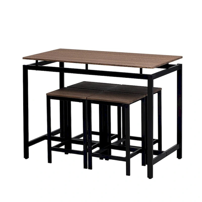 Ensemble table de bar et tabourets compacts 5 pièces moderne