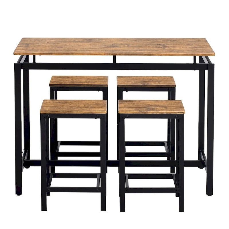 Ensemble table de bar et tabourets compacts 5 pièces moderne