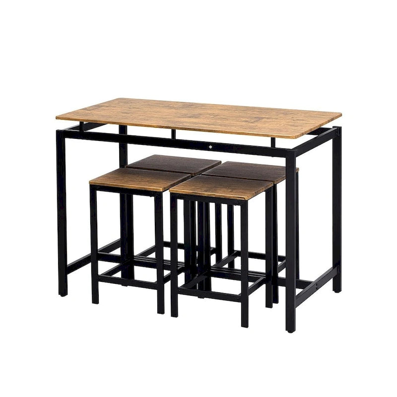 Ensemble table de bar et tabourets compacts 5 pièces moderne